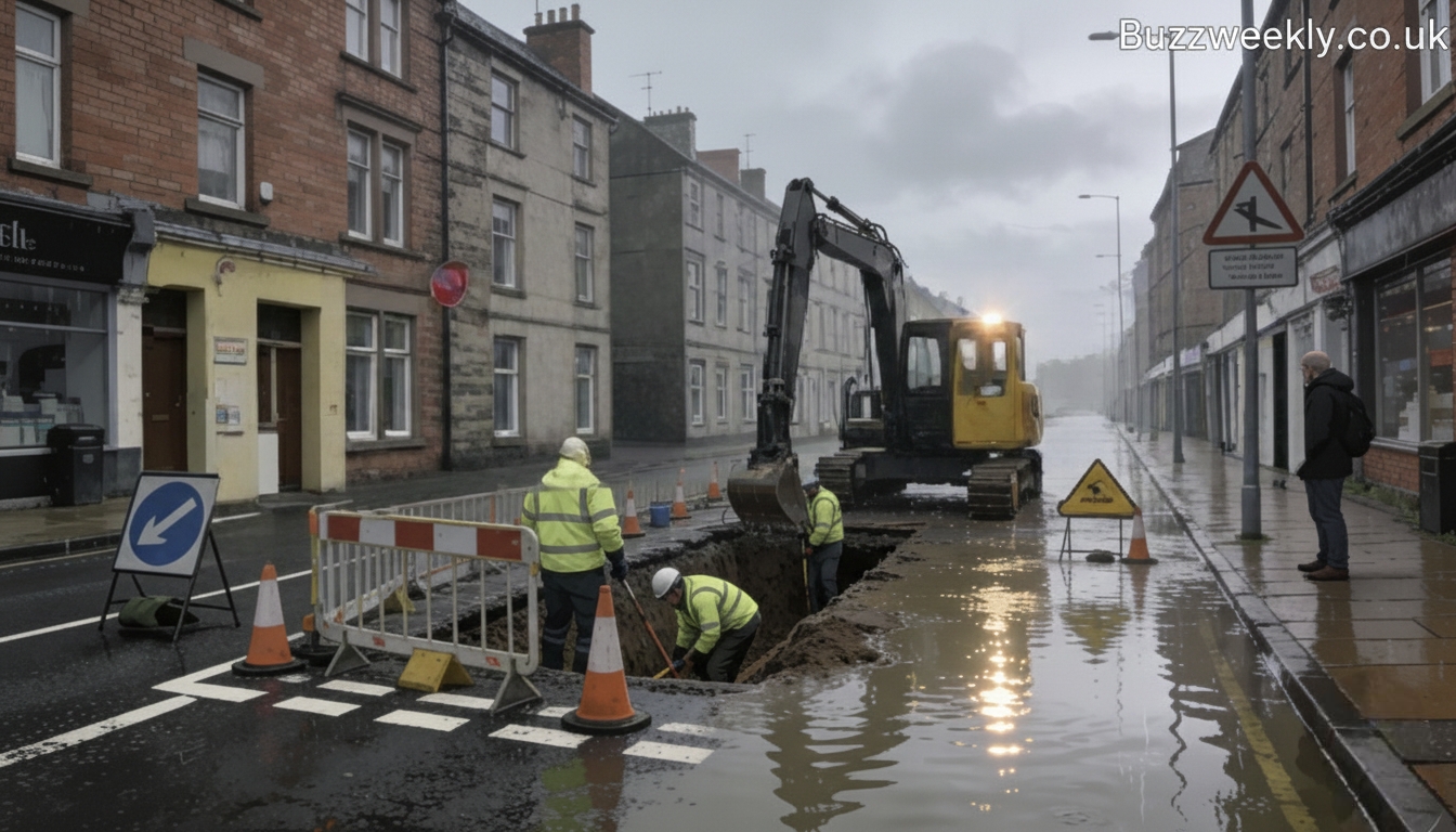 Glasgow water main break Shettleston Road